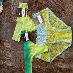 2 pr Thongs/1pr Hipster.  Sz XS. Beautiful Lime Green Color